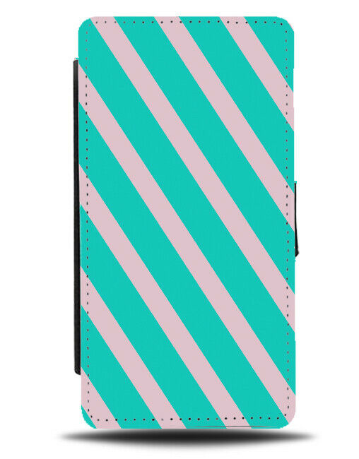 Turquoise Green & Baby Pink Flip Cover Wallet Phone Case Stripe Horizontal i815
