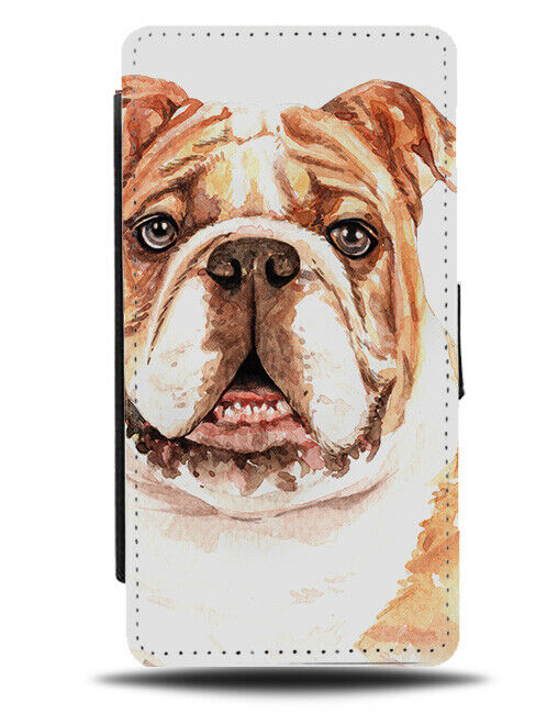 British Bulldog Flip Wallet Case Dog Oil Painting Bull Dog Face Portrait K680