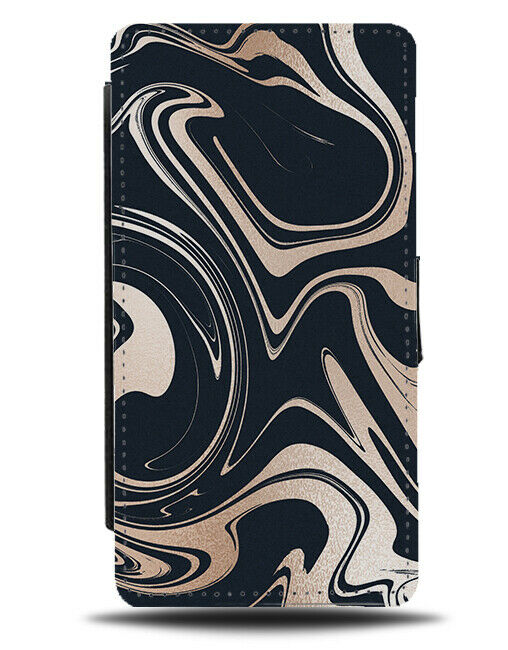Abstract Rose Gold Flip Wallet Case Whirly Whirls Swirls Lines Trippy G099