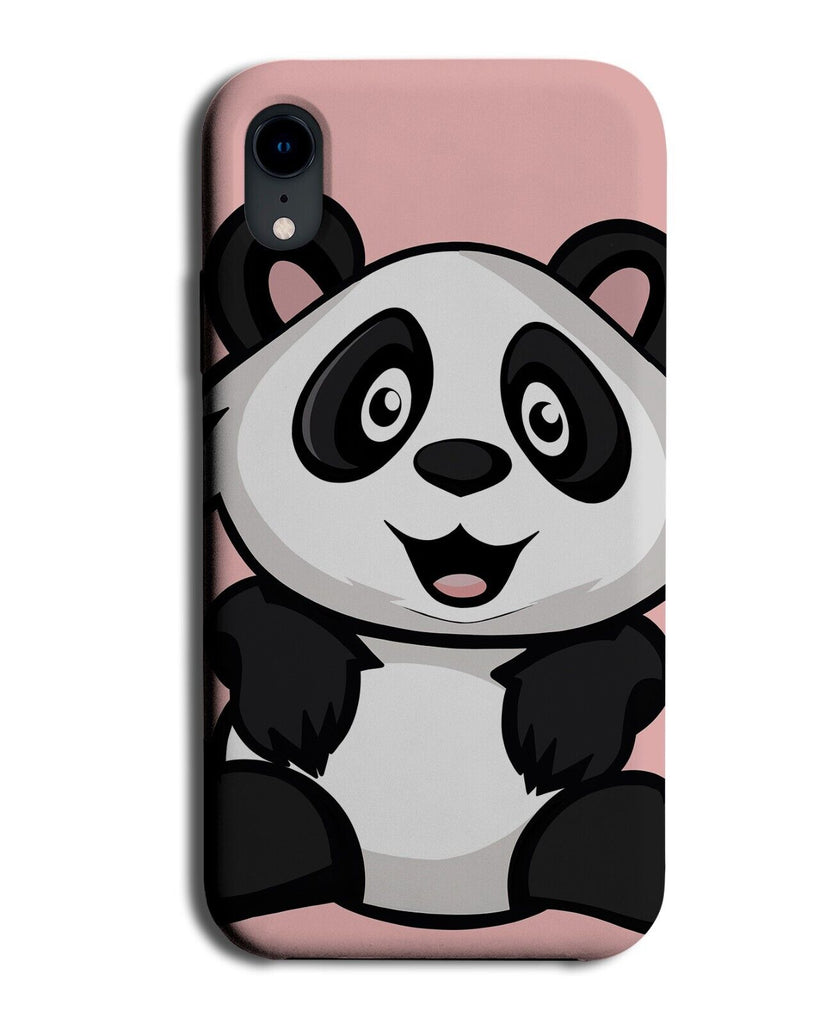 Pink Childrens Panda Face Cartoon Drawing Phone Case Cover Shape Animal BG51