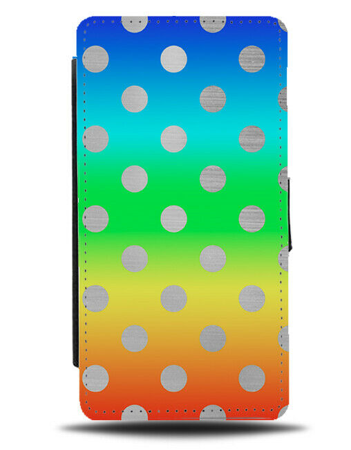 Multicoloured & Silver Polka Dot Flip Cover Wallet Phone Case Dots Pattern i466