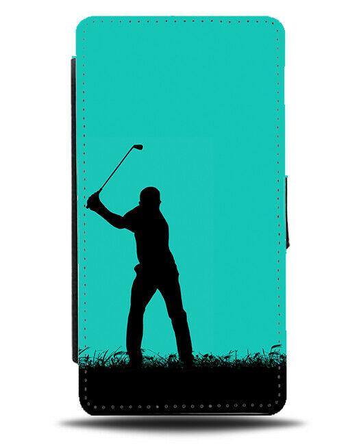 Golf Flip Cover Wallet Phone Case Golfing Golfer Balls Turquoise Green i780