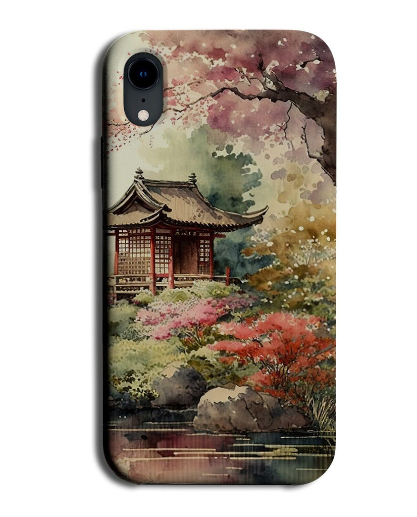 Cherry Blossom Temple Garden Phone Case Cover Blossoms Pink Leaves Tree BE06
