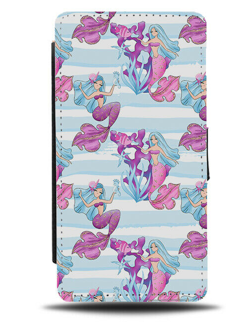Cartoon Mermaid Pattern Flip Wallet Case Mermaids Kids Childrens F988
