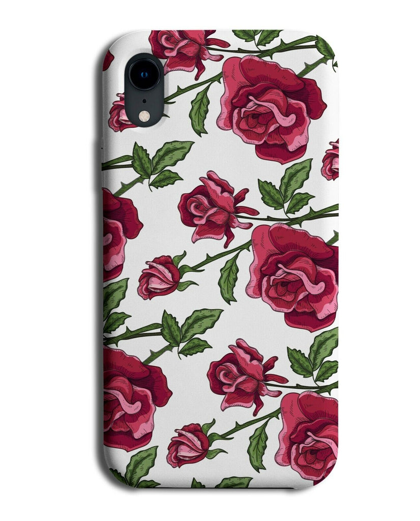 Red Roses Patterning Phone Case Cover Romantic Petals Artistic Print E586