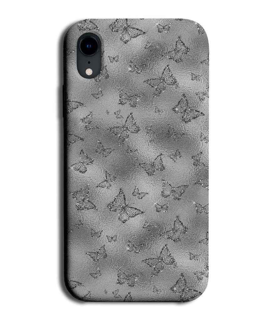 Printed Glitter Silver Butterflies Phone Case Cover Butterflies Butterfly CN71