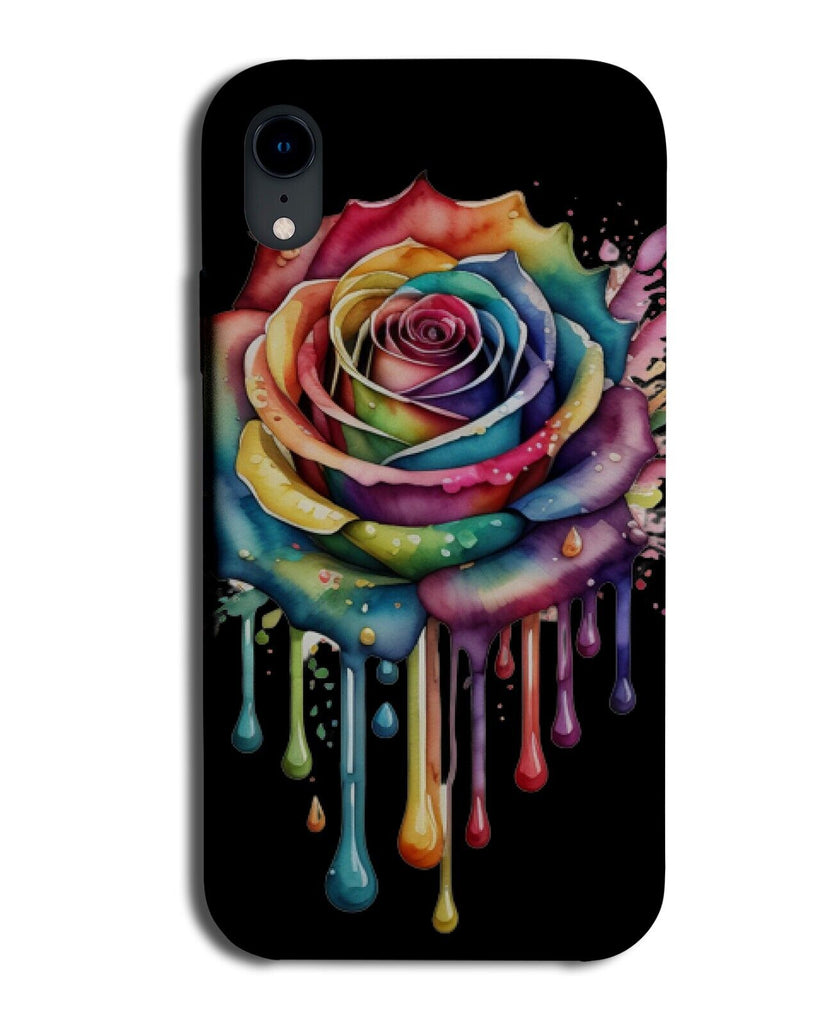 Colourful Dripping Rose Artwork Phone Case Cover Roses Flower Rainbow Paint CI24