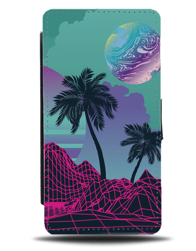 Novelty Tropical Island In Space Flip Wallet Case Retros 80s Vibes Vibe CR36