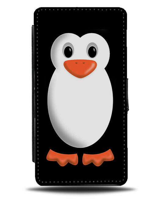 Cartoon Black Penguin Flip Cover Wallet Phone Case Animated Children's B940