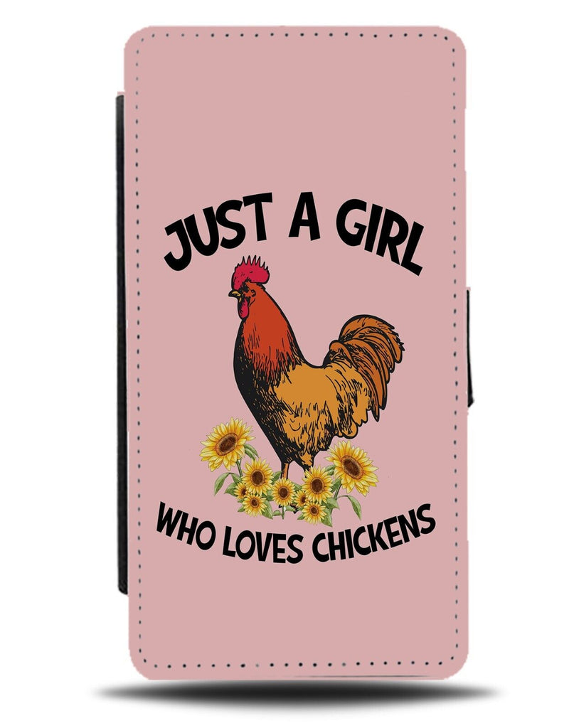 Just A Girl Who Loves Chickens Flip Wallet Case Chicken Girls Womens Pink DD27