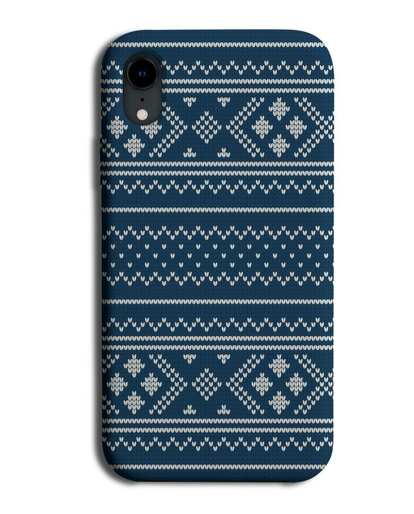 Navy Blue Christmassy Stitching Pattern Print Phone Case Cover Shape Winter H841
