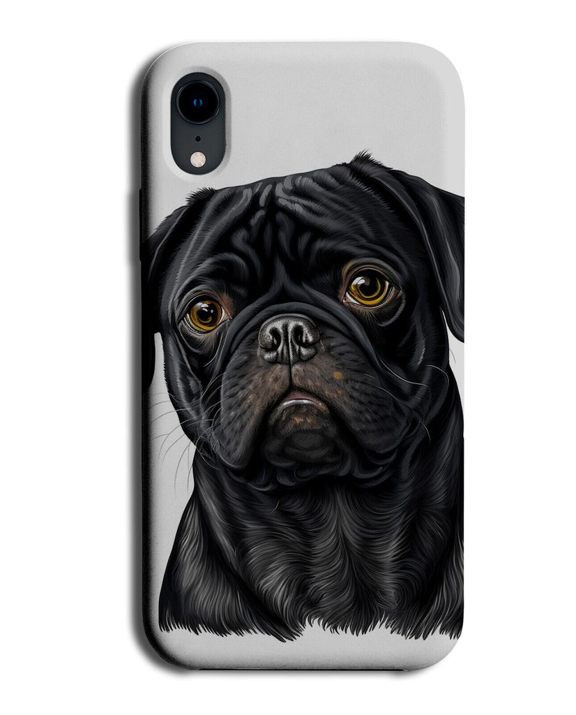 Black Pug Puppy Phone Case Cover Puppies Pugs Face Dog Dogs Coloured Colour CA01