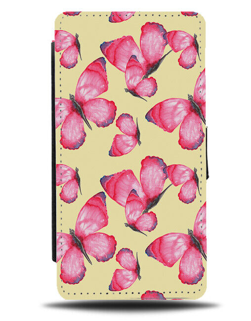Pink Butterflys Artwork Print Flip Wallet Case Hot Butterfly Wings Pastel AA08