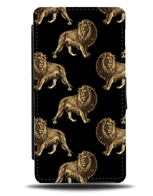 Golden Lion Statue Print Flip Wallet Case Lions Lions Bronze Shaded Design F657