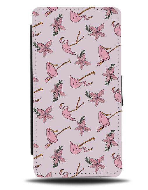 Flamingo Pattern Flip Wallet Case Design Patterned Cartoon Flamingos J384