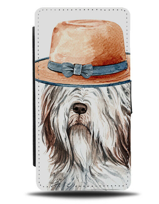 Old English Sheepdog Flip Wallet Phone Case Dog Western Hat Stylish Fashion K583