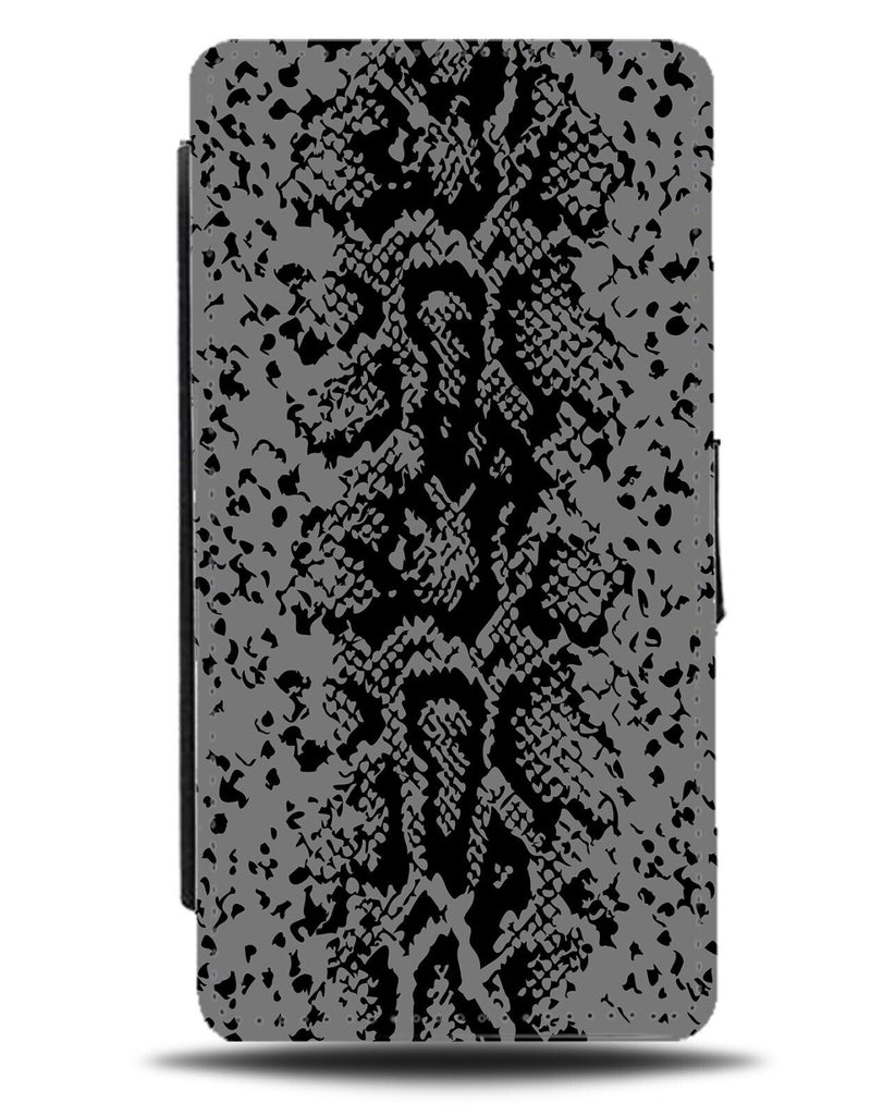 Dark Grey Snake Skin Flip Wallet Case Snakes Scales Markings Print Reptile CP72