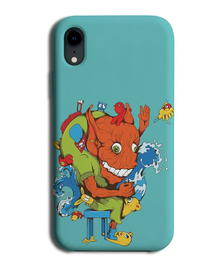 Orange Large Goblin Phone Case Cover Troll Funny Washing Up Monster Kids E172
