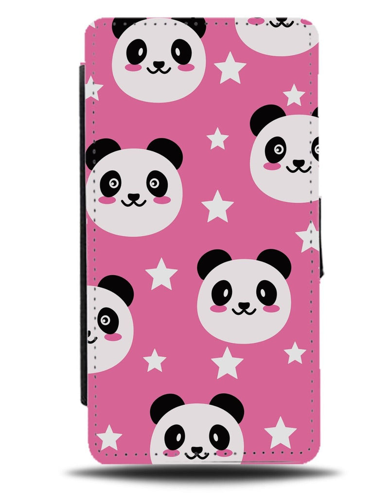 Panda Faces Wallpaper Flip Wallet Case Pandas Face Shape Shapes Pink Girls AY04