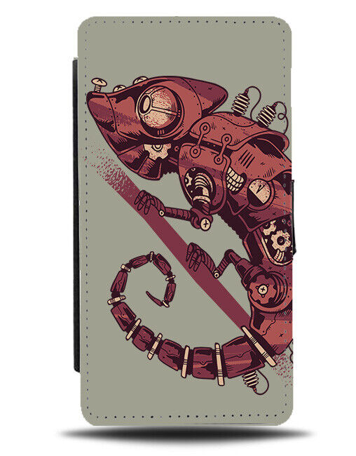Steam Punk Chameleon Flip Wallet Case Steampunk Bronze Coloured Style K228