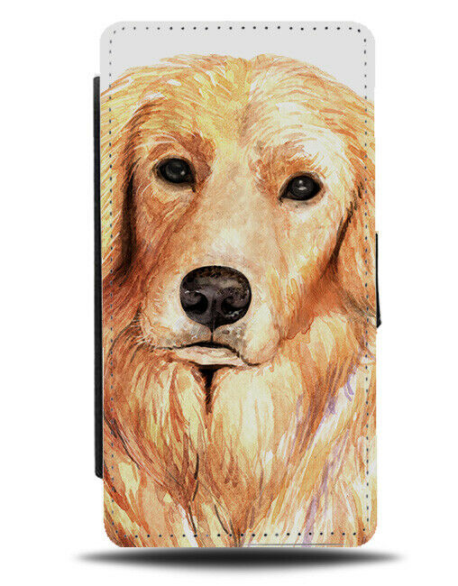 Golden Retriever Flip Wallet Case Dog Oil Painting Artwork Face Portrait K711