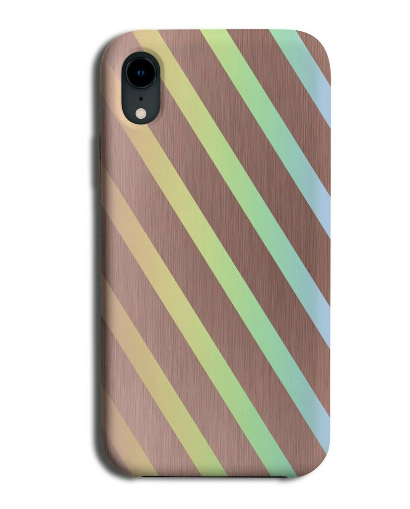 Rose Gold & Colourful Diagonal Stripes Phone Case Cover Striped Kids Pride i839
