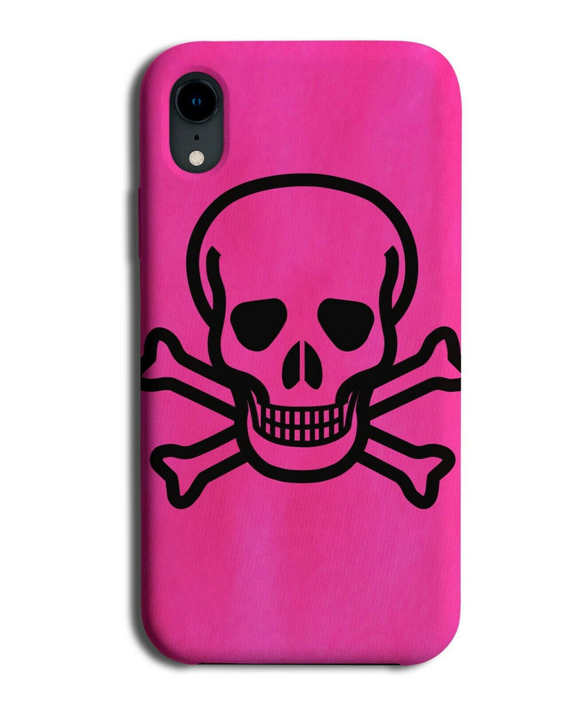 Neon Pink Skull Phone Case Cover Crossbones Gothic Princess Goth Pirate D792