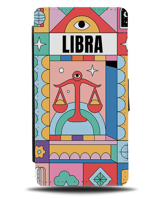 Colourful Libra Zodiac Sign Flip Wallet Case Symbol Scales Libras Star N529