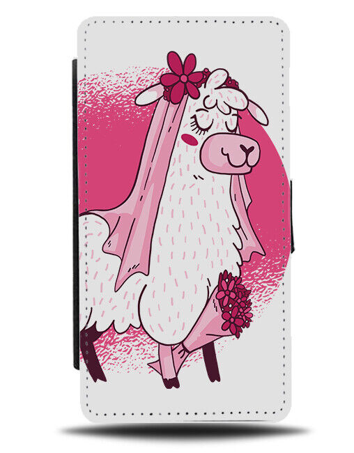 Llama Bride Flip Wallet Case Llamas Alpaca Alpacas Wedding Bridal K935