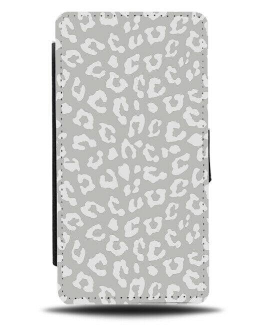 Grey Leopard Print Flip Wallet Case Spots Dots Marks Pattern Print Shapes F111