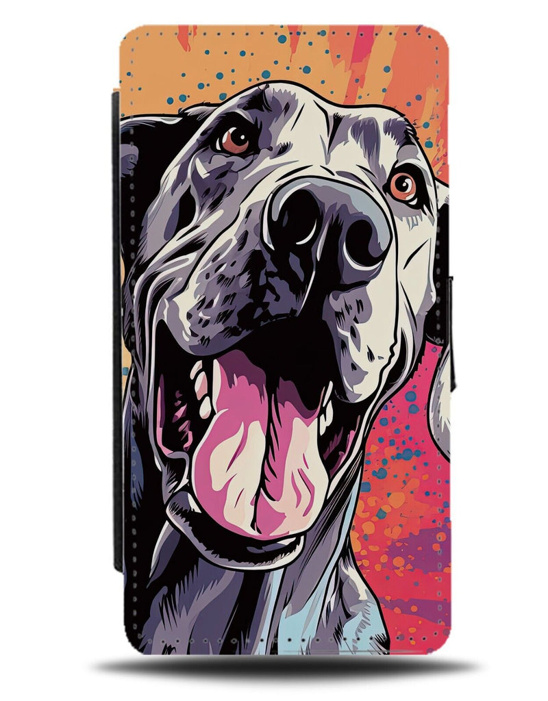 Cartoon Great Dane Dog Flip Wallet Case Danes Comic Book Style Look Pet CY52