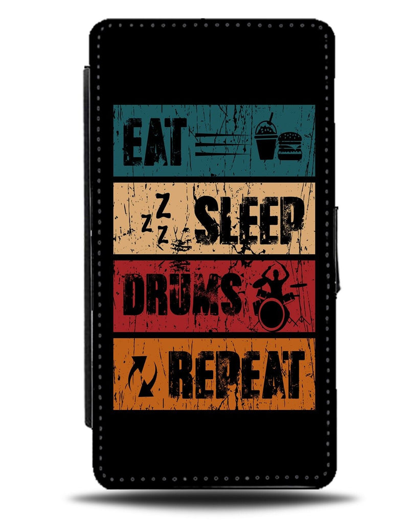 Eat Sleep Drums Repeat Flip Wallet Case Drummer Funny Player Drum Design DA10
