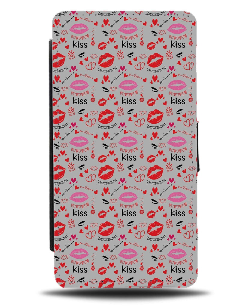 Grey Valentines Day Kiss Marks Flip Wallet Case Mark Kisses Lips Lip Love CL50