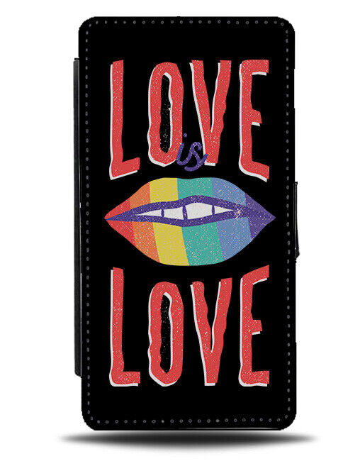 Love Is Love Flip Wallet Case Pride Rainbow Colourful Lips Lipstick LGBTQ K138