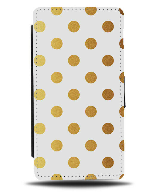 White With Golden Spots Flip Cover Wallet Phone Case Dots Spotty Gold Print i521