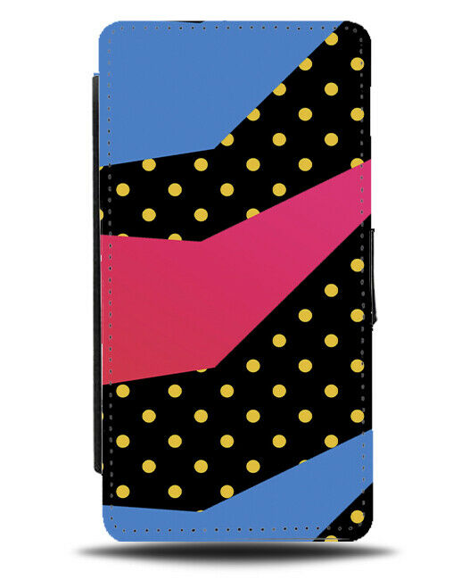Neon 80s Polka Dot Print Flip Cover Wallet Phone Case Shapes Eighties Fun B592