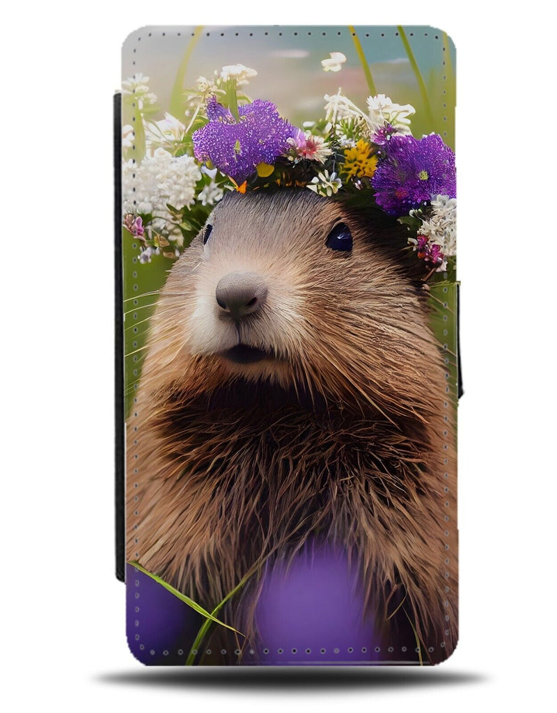 Gopher In Flower Crown Flip Wallet Case Floral Funny Novelty Gopher Goffer CG19