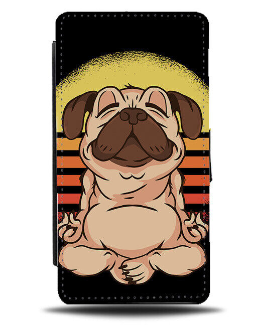Meditating Yoga Pug Flip Wallet Case Cartoon Praying Dog Dogs Pugs Picture K161