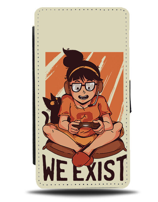 Female Gamer Flip Wallet Case Retro Video Games Girl Girls Woman Womens J418