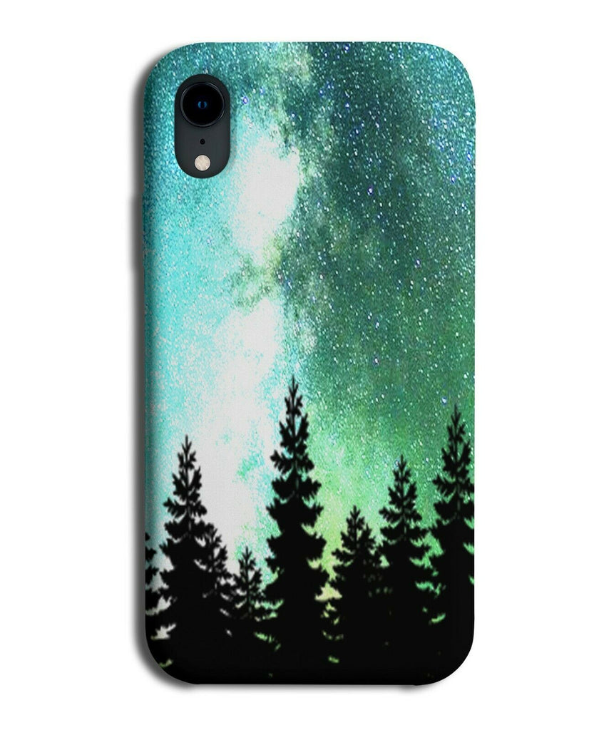 Green Starry Sky Phone Case Cover Forrest Space Stars Silhouette C113