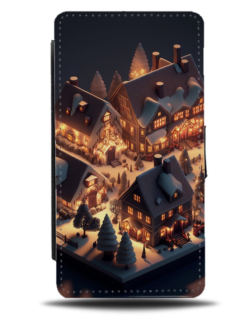 Christmas Villages Houses Flip Wallet Case Xmas Town Decorations Homes Home CW04
