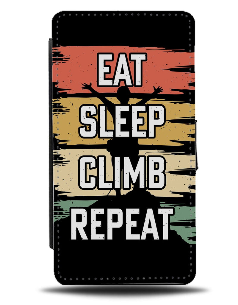 Eat Sleep Climb Repeat Flip Wallet Case Rock Climbing Design Motivation DG48