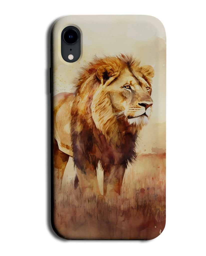Oil Painting Of Lion In Savannah Plains Phone Case Cover African African BG77