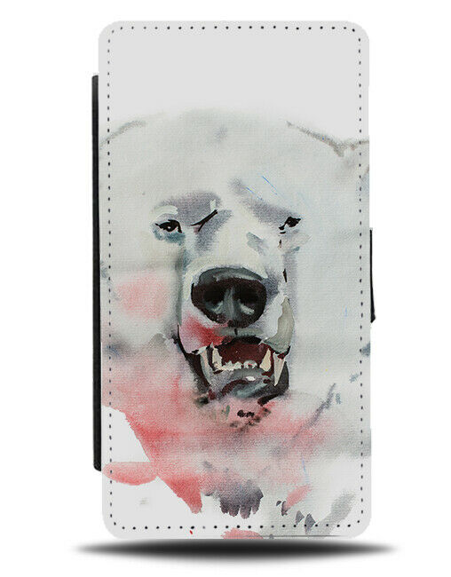 Abstract Polar Bear Watercolour Print Flip Wallet Case White Painting H294