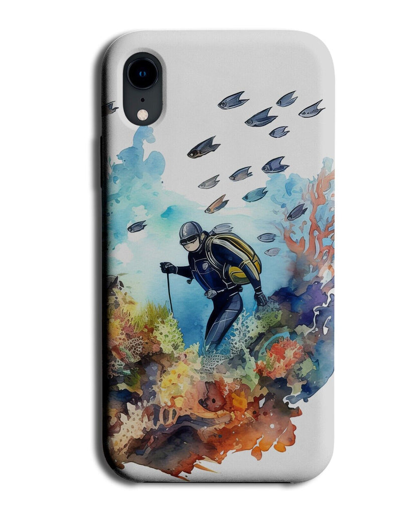 Watercolour Scuba Diving Phone Case Cover Walk On Sea Bed Diver Dive Fish DC50