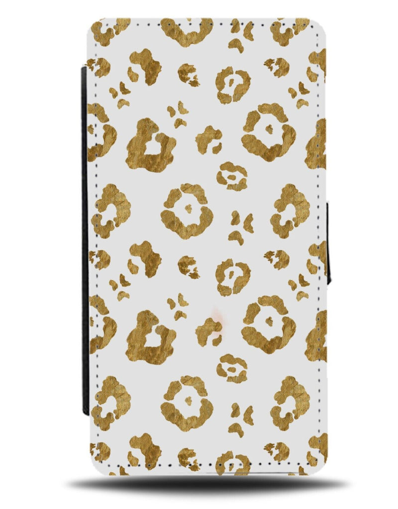 White and Gold Cheetah Spots Flip Wallet Case Print Skin Leopard Shapes AC08