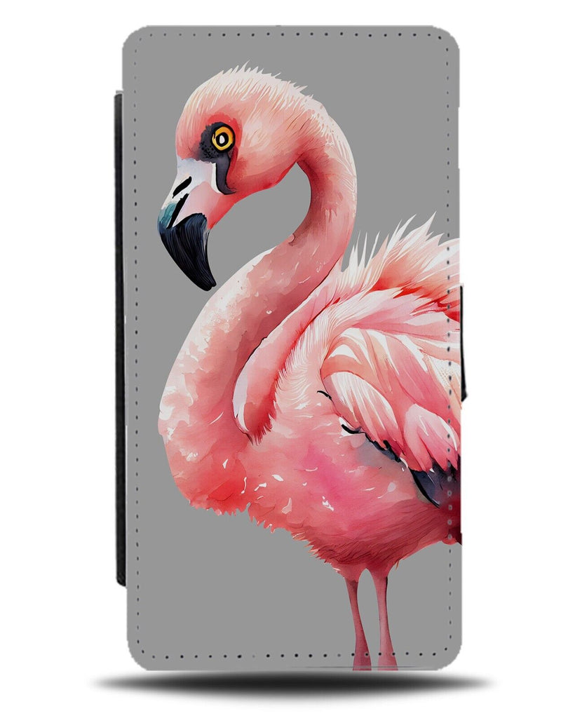 Fluffy Pink Flamingo Print Picture Flip Wallet Case Happy Coloured Bird AD55