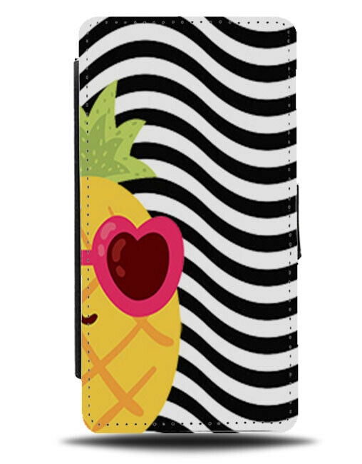 Cool Pineapple Flip Cover Wallet Phone Case Sunglasses Funny Summer Holiday B949