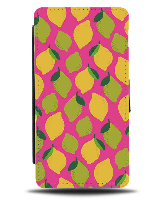 Limes and Lemons Flip Wallet Case Lime Lemon Colours Retro Fruit Shapes F073