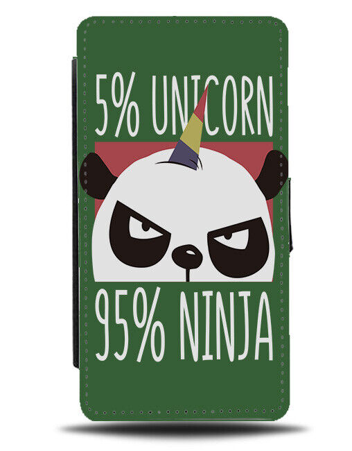 Funny 5% Unicorn 95% Ninja Flip Wallet Case Panda Bear Ninjas Fighter J924